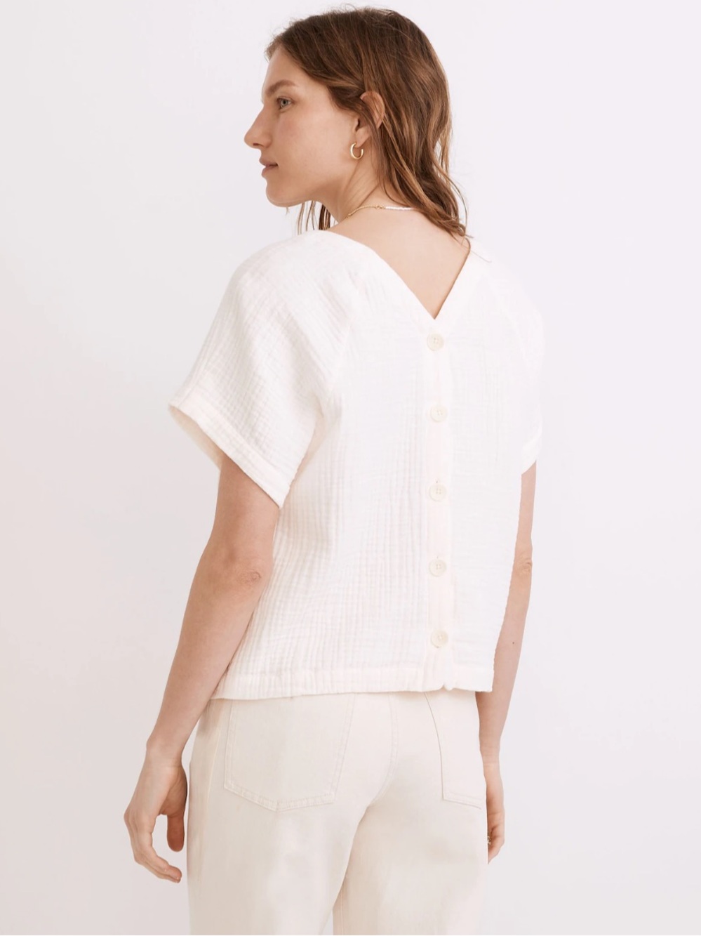 Madewell Lightspun Renwood Button-Back Top | Size Large - Picture 3 of 7